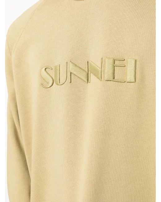 Sunnei Natural Logo-Embroidered Crew-Neck Sweatshirt