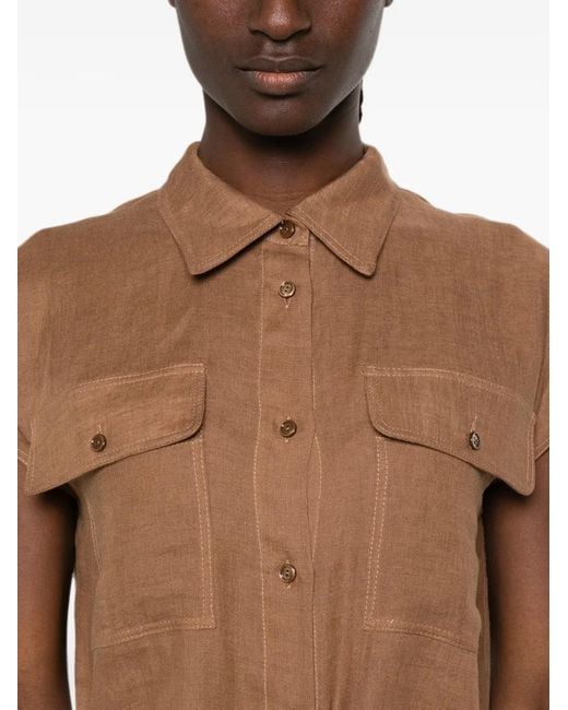 Clips Brown Flap-Pockets Shirt