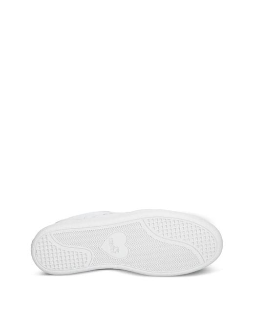 Love Moschino White Heart-Patch Sneakers