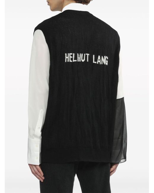 Helmut Lang Black Intarsia-knit Ribbed-trim Vest for men