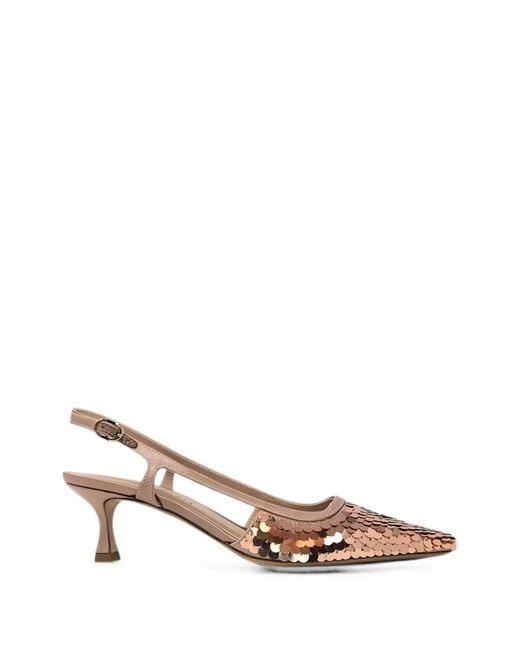 Roberto Festa Natural Sequin-Embellished Slingback Pumps