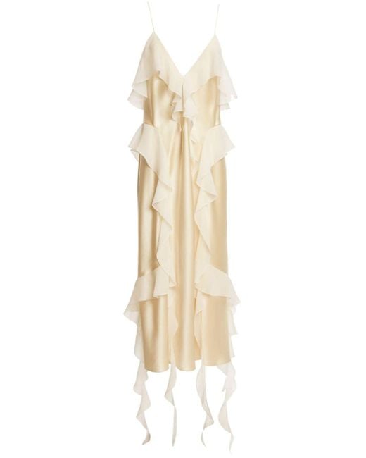 Robe mi-longue The Pim à volants Khaite en coloris White