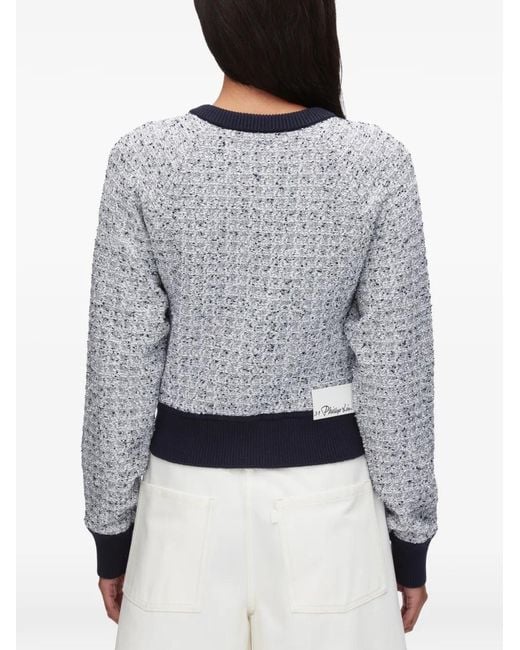 3.1 Phillip Lim Blue Round-Neck Button Cardigan