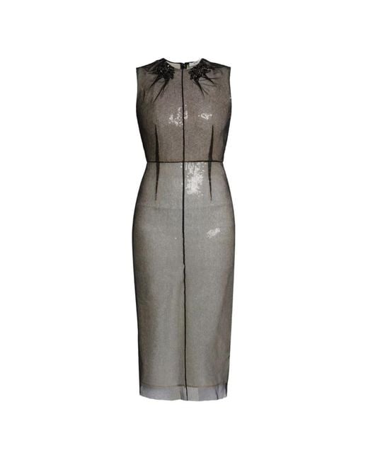 Erdem Gray Sleeveless Midi Dress