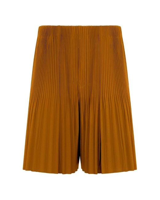 Issey Miyake Brown Pleated Shorts for men