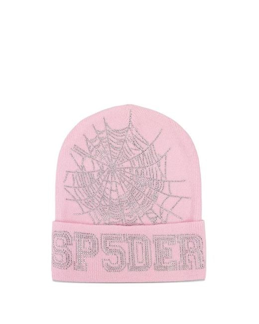 Berretto Con Strass di Sp5der in Pink da Uomo