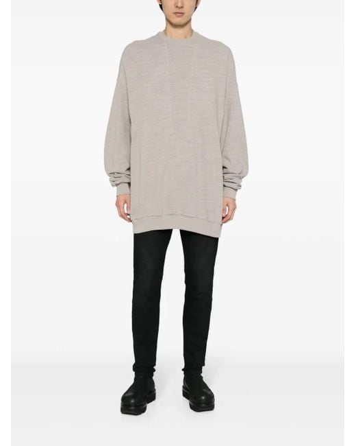 Rick Owens White Slub Panelled Sweatshirt for men