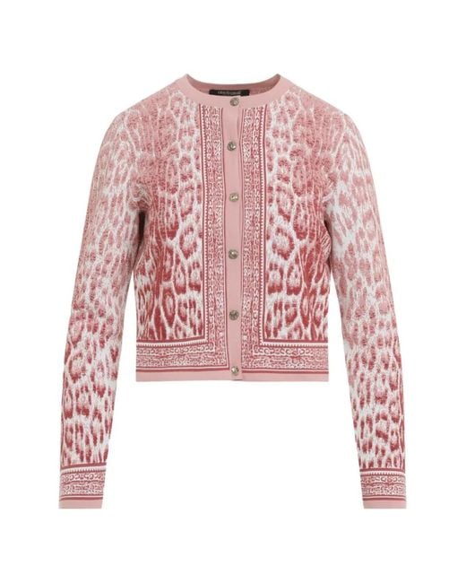 Roberto Cavalli Pink Jacquard Cardigan