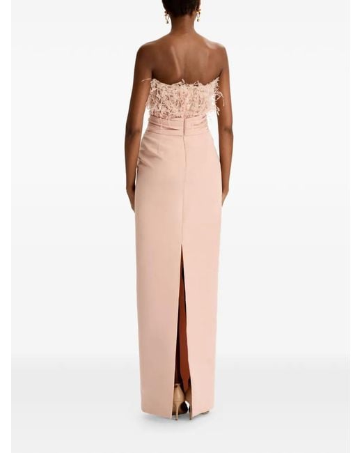 Oscar de la Renta White Point D'Esprit Feather-Embroidered Midi Dress