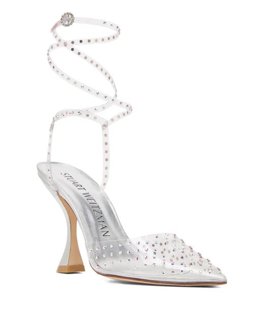 Stuart Weitzman White 100Mm Glam Xcurve Embellished Pumps