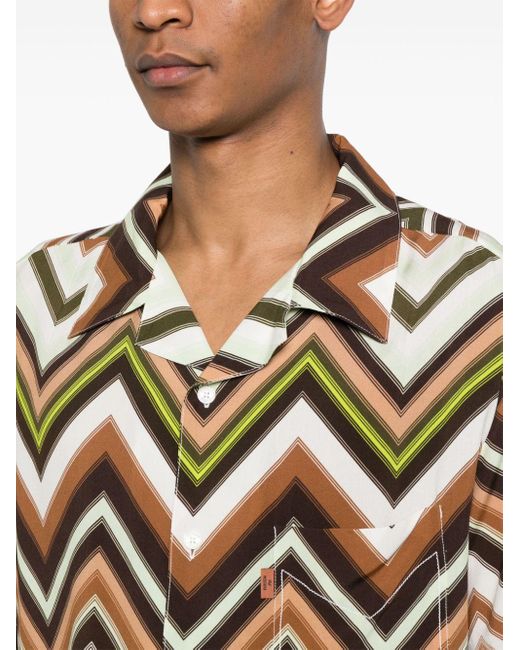 Missoni Green Zigzag Short-sleeved Shirt for men