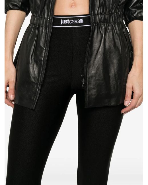 Just Cavalli Black Legging À Taille Logo