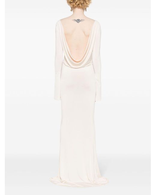 Atu Body Couture White X Rue Ra Cowl-effect Maxi Dress