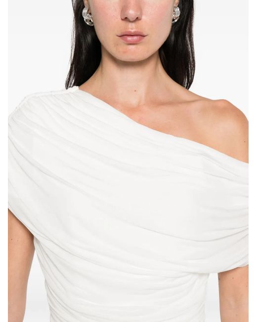 Jonathan Simkhai White Draped One-Shoulder Dress