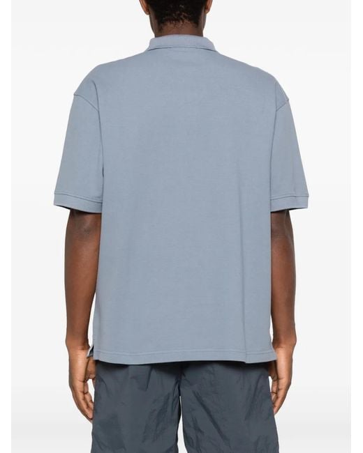 Stone Island Blue Logo-Embroidered Polo Shirt for men