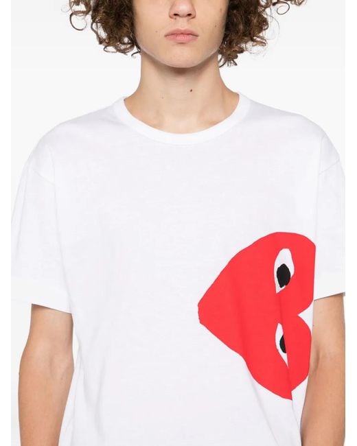 COMME DES GARÇONS PLAY White Heart-Print T-Shirt