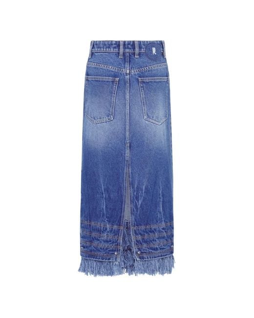 Rabanne Blue Fringe-Detail Midi Skirt