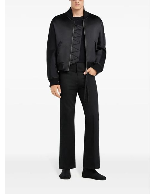 Courreges Black Satin Bomber Jacket for men