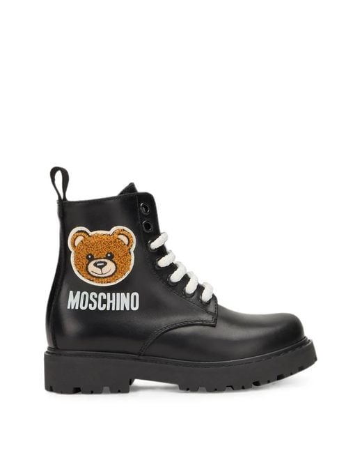 Moschino Black Logo-Print Boots