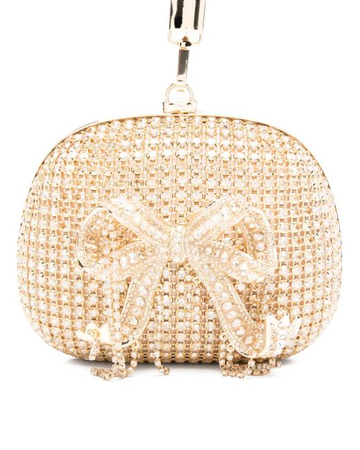 Self-Portrait Natural Mini-Clutch mit Kristallen
