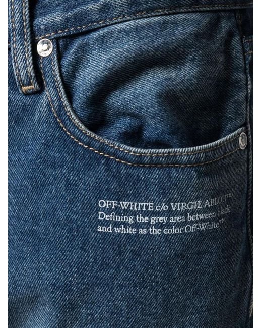 Off-White c/o Virgil Abloh Blue Logo-Print Slim-Fit Jeans for men