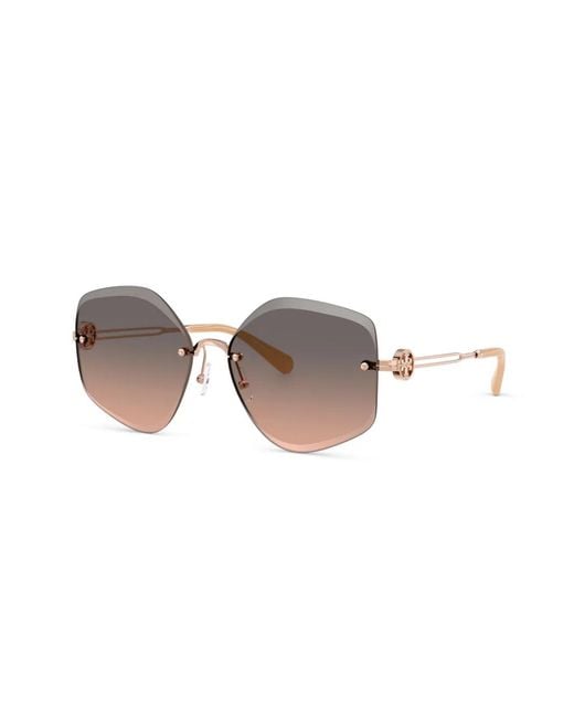 Tory Burch Brown Geometric-Frame Sunglasses