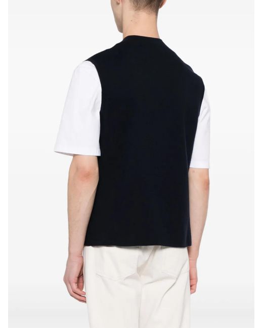 N.Peal Cashmere Black Penzance Fine-Knit Vest for men