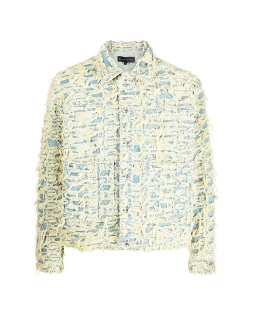 Who Decides War White Barren Distressed Denim Jacket for men