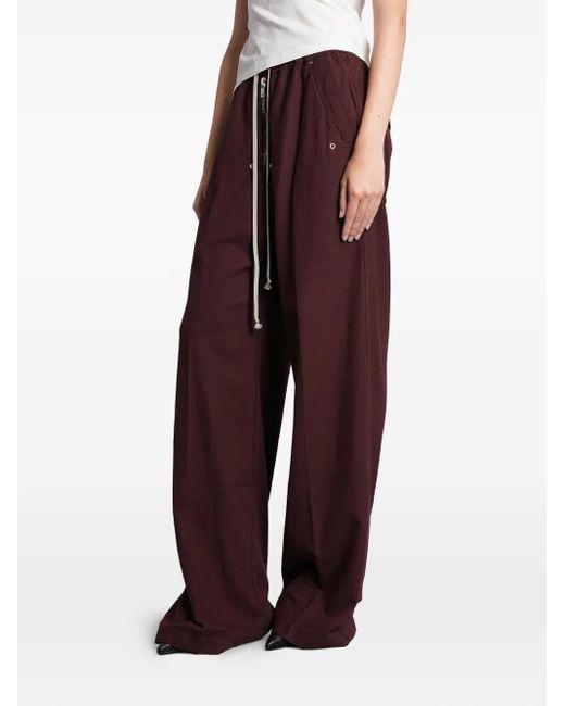 Rick Owens Red Zip Drawstring Trousers