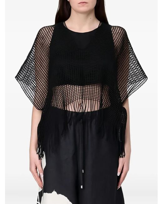 Liviana Conti Black Fringed Net Top