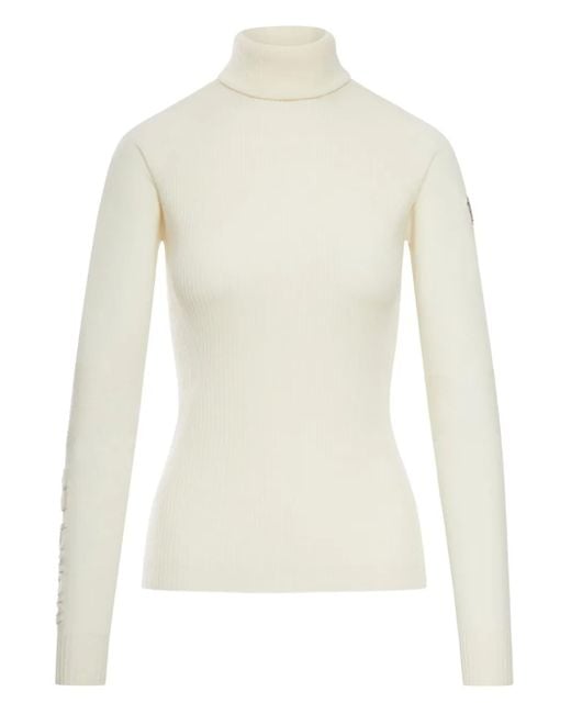 Moncler White Turtleneck Wool-Blend Sweater