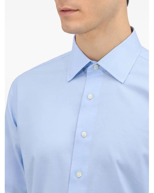 Brooks Brothers Blue Long-Sleeve Cotton-Blend Shirt for men