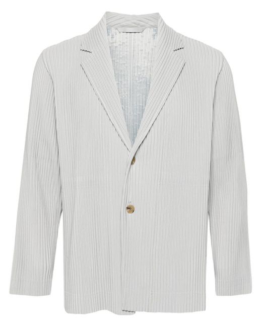 Homme Plissé Issey Miyake White Pleated Single-breasted Jacket for men