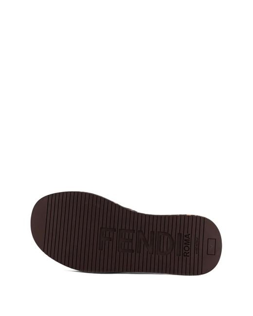 Fendi Brown Sandales Plateforme À Logo Brodé