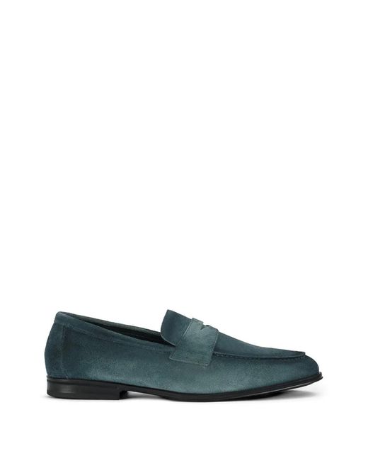 Doucal's Blue Horizon Suede Loafers for men