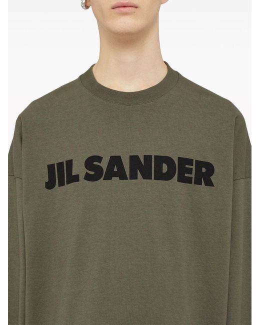 Jil Sander Green Logo-print Cotton T-shirt for men