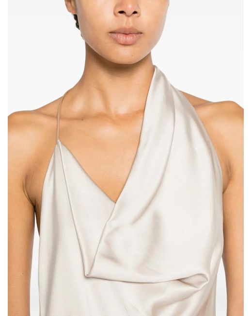 Nineminutes White Cowl-Neck Backless Midi Dress