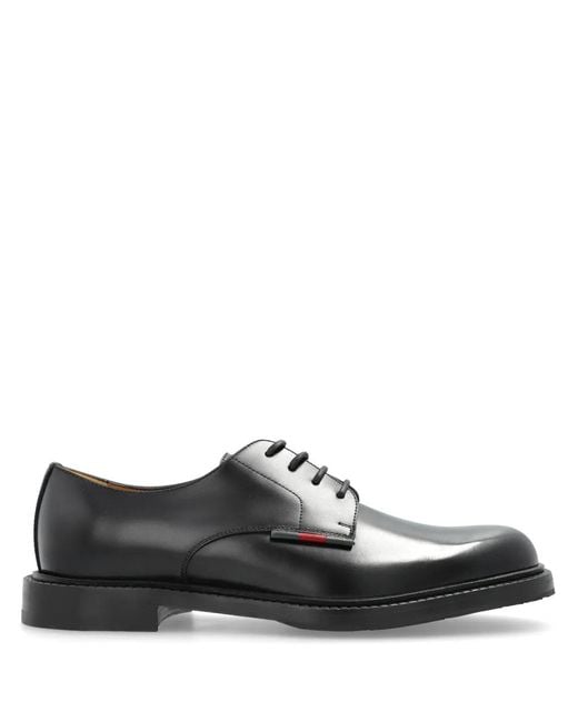Gucci Black Web-Detail Derby Shoes for men