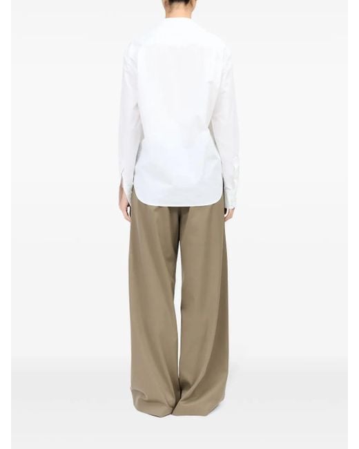 MM6 by Maison Margiela White V-Neck Cotton Shirt