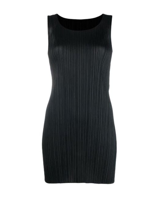 Plissé sleeveless minidress di Pleats Please Issey Miyake in Black