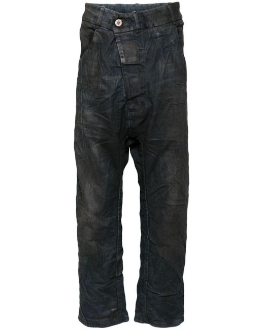 Boris Bidjan Saberi Black Asymmetric Drop-crotch Jeans for men