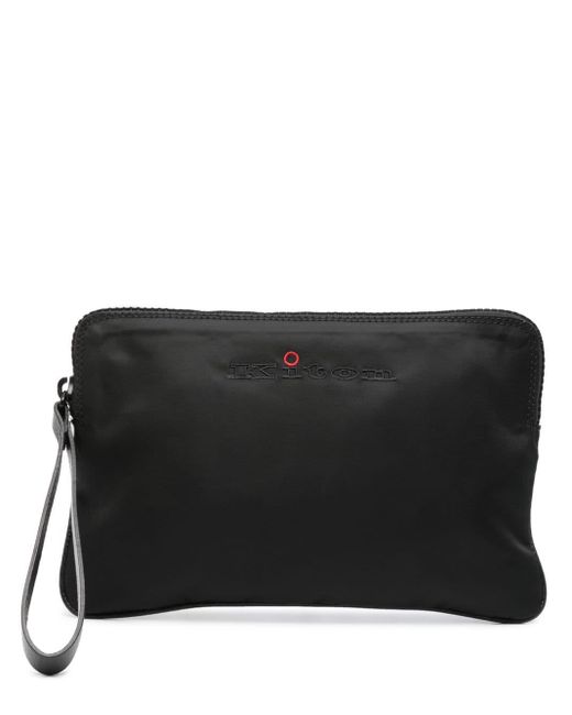 Kiton Black Logo-embroidered Ipad Pouch for men