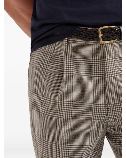 Brunello Cucinelli Gray Prince Of Wales Check Tailored Trousers for men