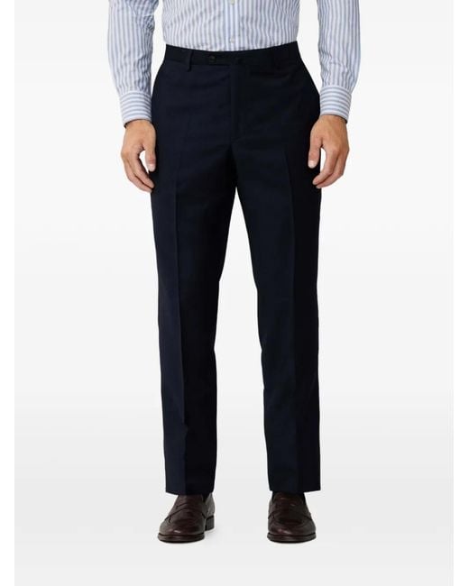 Hackett Blue Pressed-Crease Tailored Trousers for men