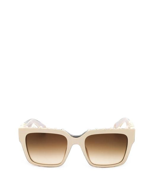 Roberto Cavalli Natural Stud-Embellished Rectangle-Frame Sunglasses