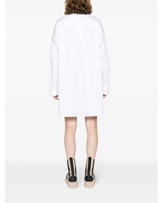 Moschino White Logo-Patch Cotton Shirtdress