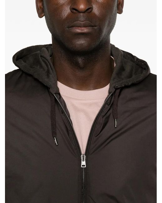 Herno Brown Zip-Up Hooded Jacket for men