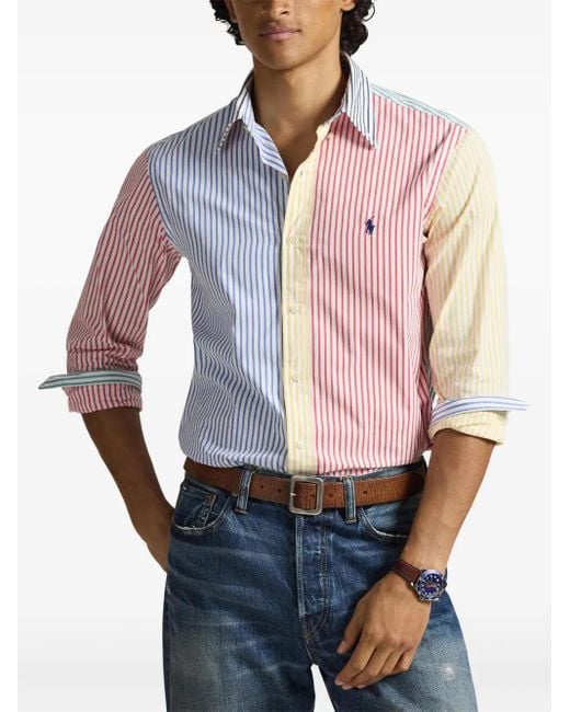 Polo Ralph Lauren Men's Pink Striped Button-Down Collar Shirt casual shirts