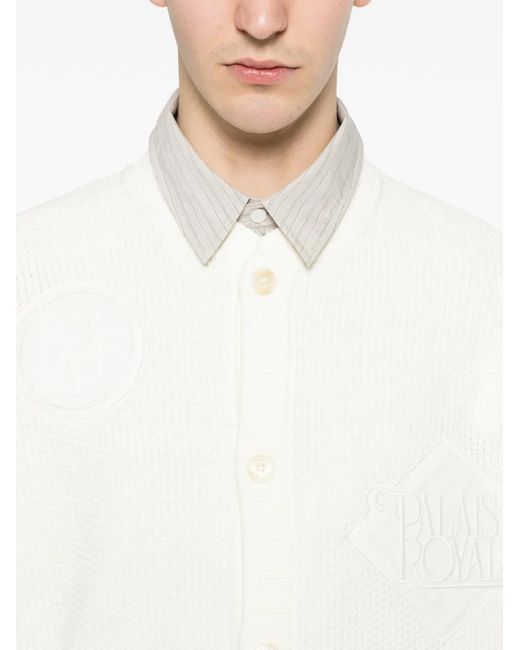 Maison Kitsuné White Logo-Embroidered Cardigan for men