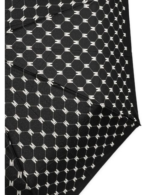 Moschino Black Monogram Folding Umbrella